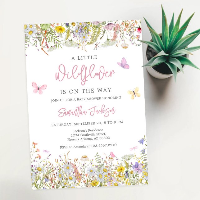Invitation de baby shower florale à fleurs sauvage (Créateur téléchargé)