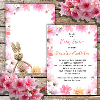 Invitation de baby shower florale à l'aquarelle