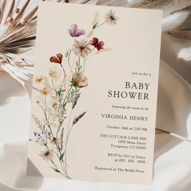 Invitation de Baby Shower Florale Bohème (Boho Floral Baby Shower Invitation
)