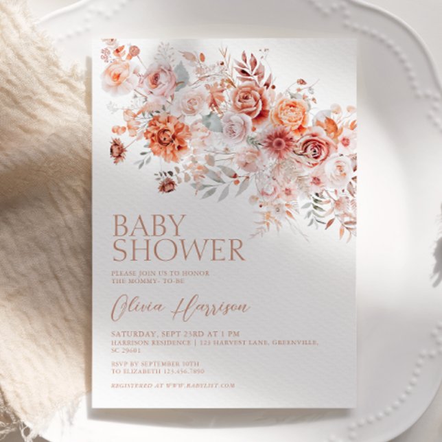 Invitation de baby shower florale bohème (Créateur téléchargé)