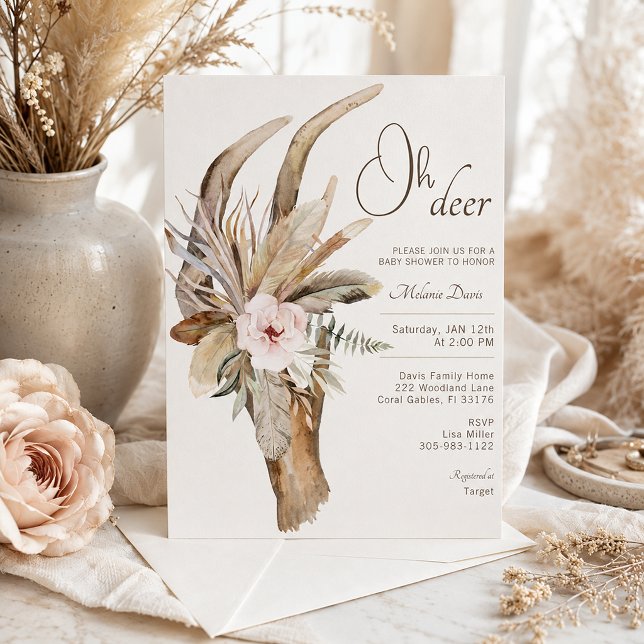 Invitation de baby shower florale Bohème rustique (Rustic Boho Baby Shower Invitation

)