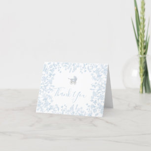 Invitation de baby shower florale Chinoiserie bleu