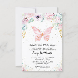 Invitation de baby shower florale et papillon past