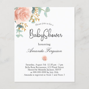 Invitation de baby shower florale eucalyptus à pet