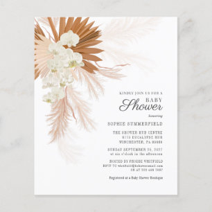 Invitation de Baby Shower Florale Herbe des Pampas