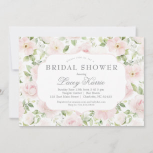 Invitation de baby shower florale rose,
