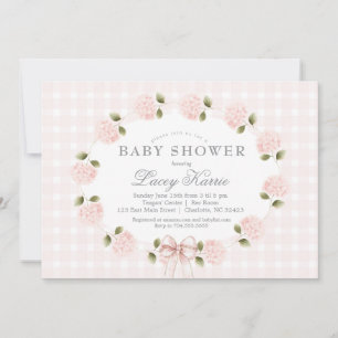 Invitation de baby shower florale rose,