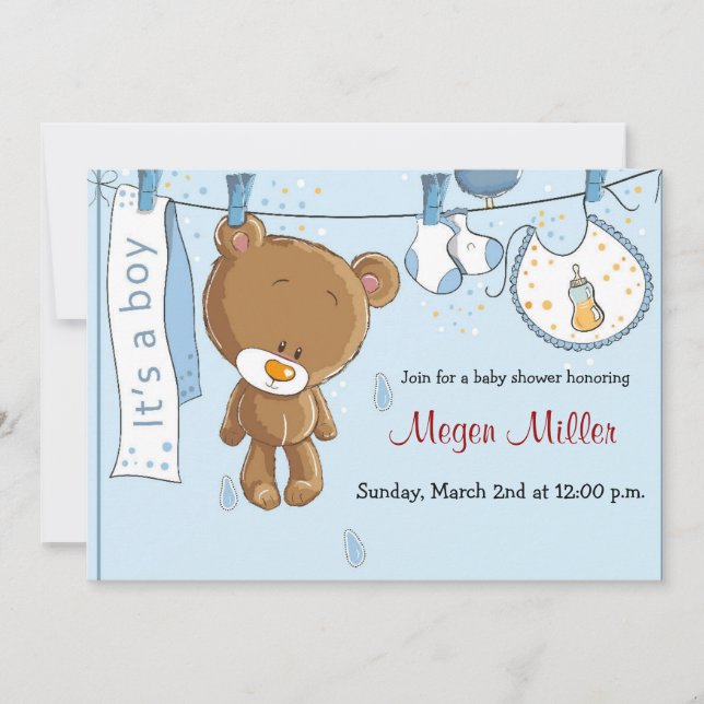 Invitation de baby shower - garçon (Devant)