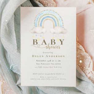 Invitation de Baby Shower Garçon Arc-en-ciel Aquar