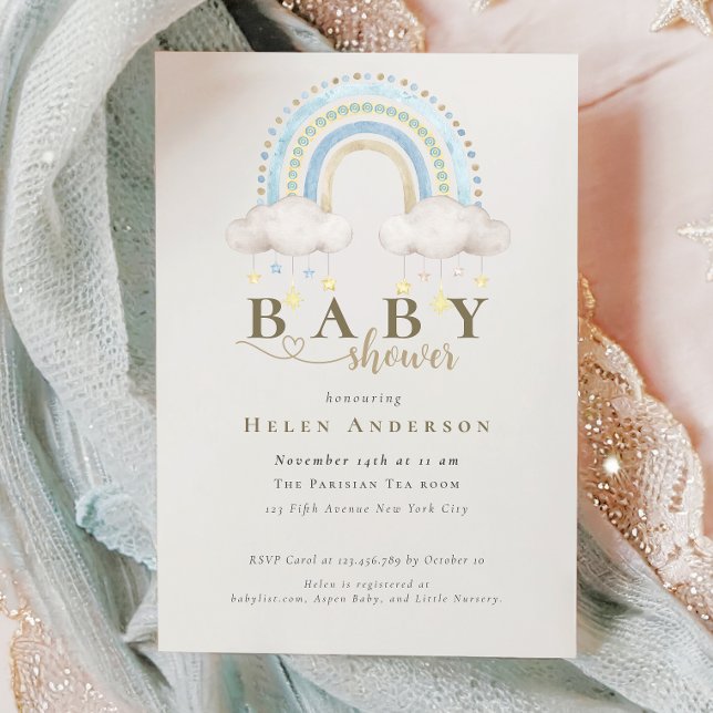 Invitation de Baby Shower Garçon Arc-en-ciel Aquar (Créateur téléchargé)
