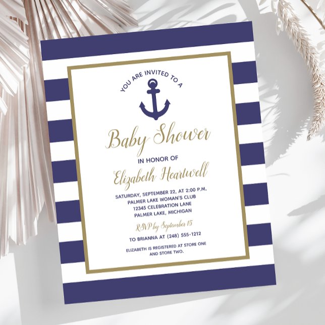 Invitation de baby shower garcon bleu marine Budge (Créateur téléchargé)