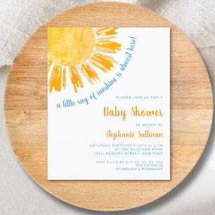 Invitation de Baby Shower Garçon Budget Rayon de S