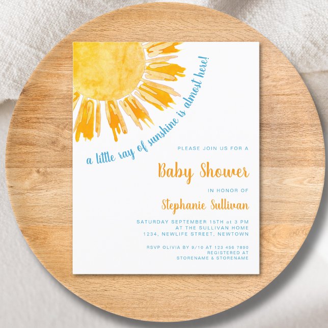 Invitation de Baby Shower Garçon Budget Rayon de S (Créateur téléchargé)