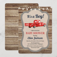 Invitation de Baby Shower Garçon Camion Vintage