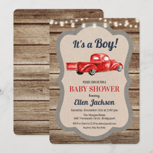 Invitation de Baby Shower Garçon Camion Vintage