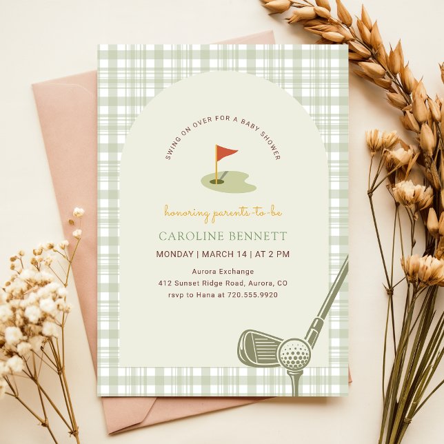 Invitation de Baby-Shower Garçon Gingham Vert Saug (Créateur téléchargé)