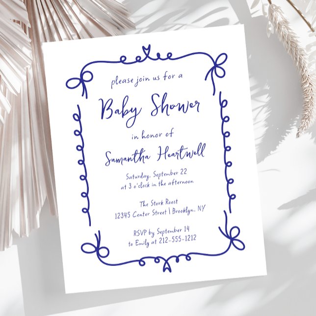 Invitation de Baby Shower Garçon Manuscrite Navy à (Créateur téléchargé)