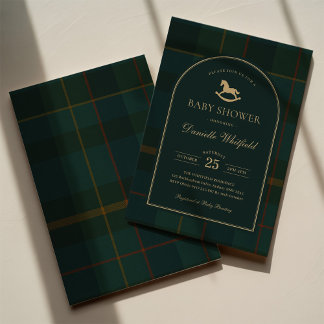 Invitation de Baby Shower Garçon Polo Carreaux Ver