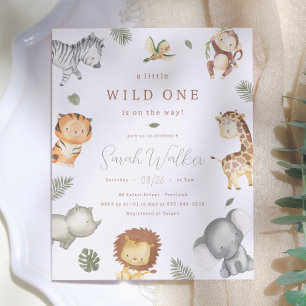 Invitation de Baby Shower Garçon Safari à petit bu