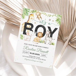 Invitation de Baby Shower "Garçon Safari Wild One"