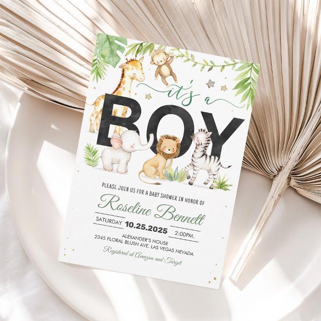 Invitation de Baby Shower "Garçon Safari Wild One" (Créateur téléchargé)