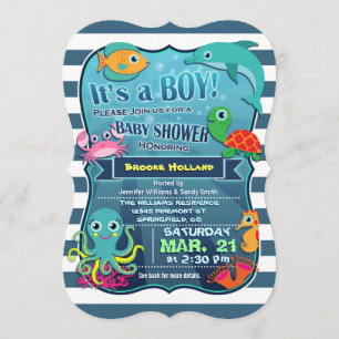Invitation de Baby shower Garçon Sea Life coloré