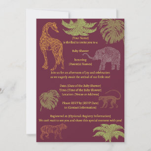 Invitation de Baby shower Girl Pink Safari