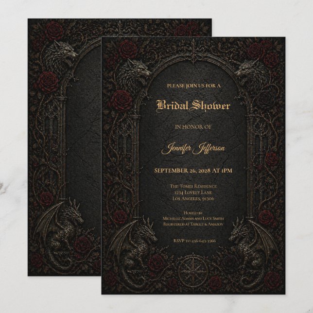 Invitation de baby shower gothique sombre GOT (Devant / Derrière)