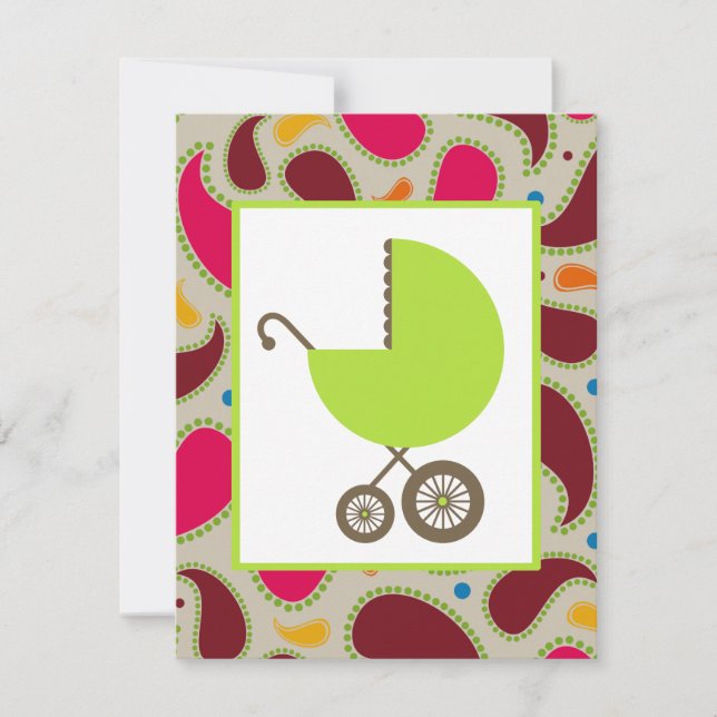 Invitation de Baby shower Green Carriage & Paisley (Devant)