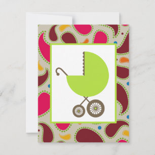 Invitation de Baby shower Green Carriage & Paisley
