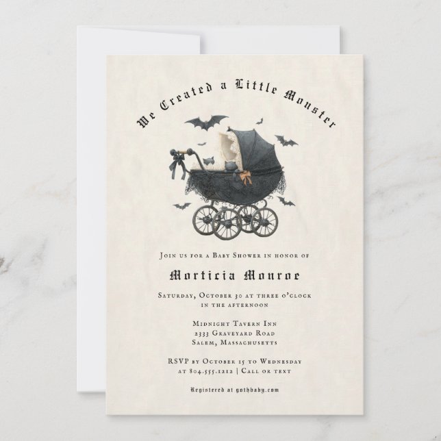 Invitation de Baby Shower Halloween gothique vinta (Devant)