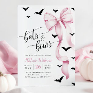 Invitation de baby shower Halloween rose et noir