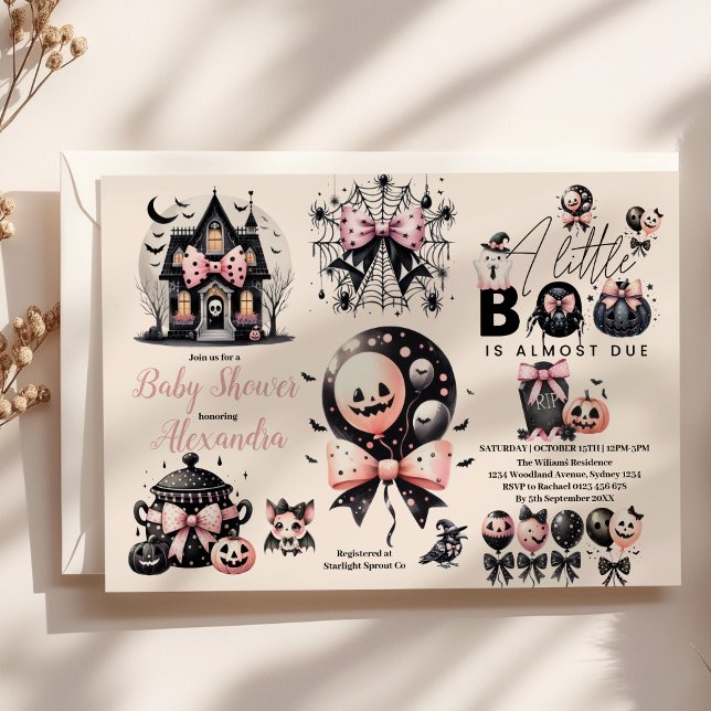 Invitation de Baby Shower Halloween Rose Gothique (Créateur téléchargé)