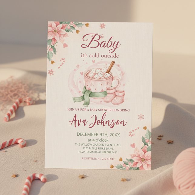 Invitation de Baby Shower Hiver Chocolat Chaud Béb ("Winter Girl Baby Shower"
"Marshmallow Baby Shower"
"Holiday Baby Celebration")