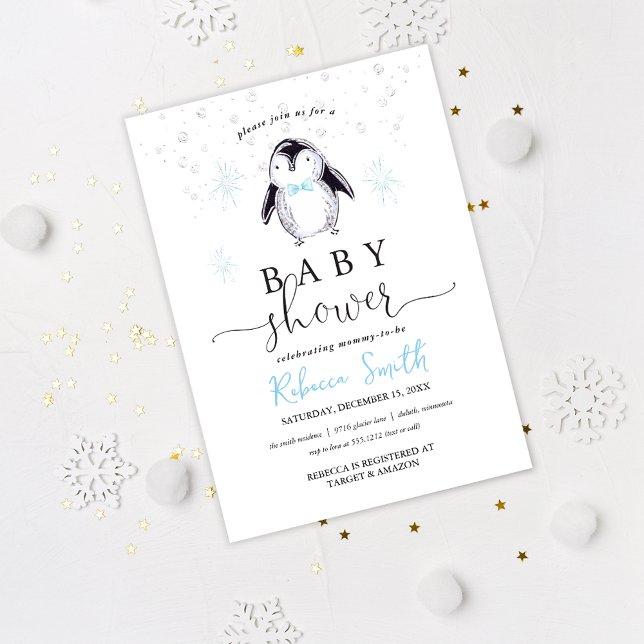 Invitation de Baby Shower Hivernal au Petit Pingou (Créateur téléchargé)