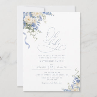 Invitation de baby shower Hydrangea Dusty Blue