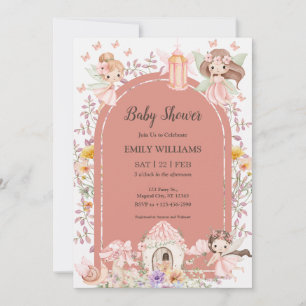 Invitation de Baby Shower Jardin de Fées Magique B