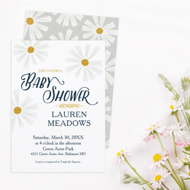 Invitation de baby shower jolie Scandi Daisy (Créateur téléchargé)
