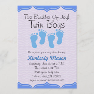 Invitation De Baby shower Joy Twin Boys