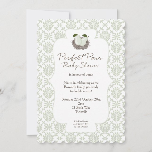 Invitation de Baby shower jumeaux parfaits (Devant)