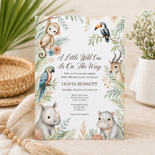 Invitation de baby shower Jungle Safari aquarelle
