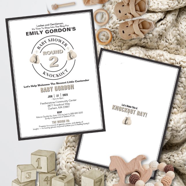 Invitation de baby shower Knockout (Throw a knockout baby shower with this boxing theme invitation.)