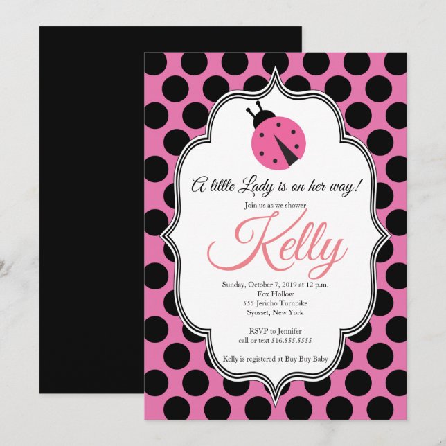 Invitation de Baby shower Lady Bug (Devant / Derrière)