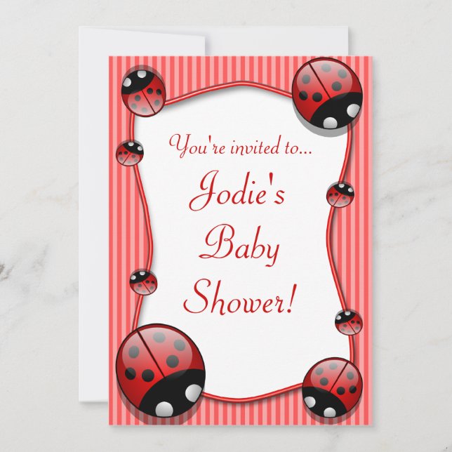 Invitation de Baby shower Ladybug (Devant)