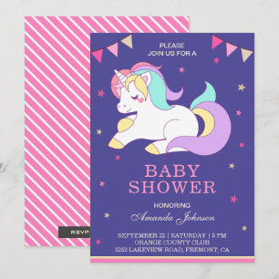 Invitation de baby shower licorne mignonne adorabl