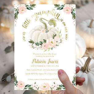 Invitation de Baby Shower Little Pumpkin Rose Gold