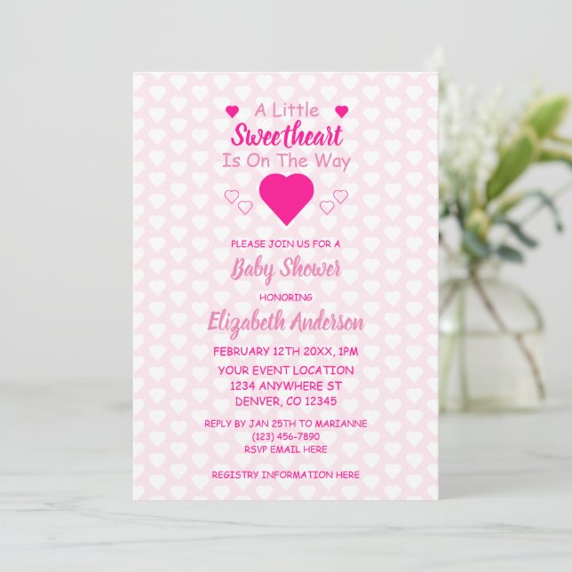 Invitation de Baby shower Little Sweetheart (Debout devant)