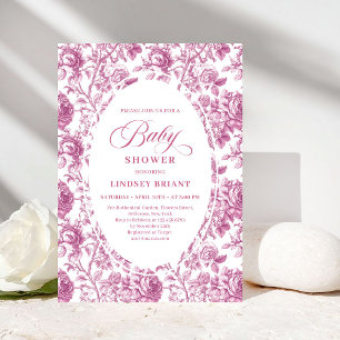 Invitation de Baby Shower Luxueuse Fleurie Rose Po