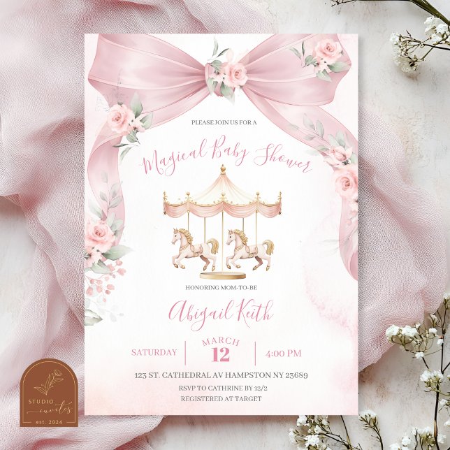 Invitation de baby shower magique Coquette à ruban (Créateur téléchargé)