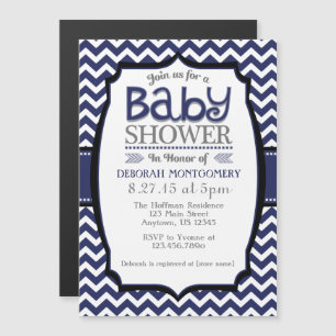 Invitation de Baby shower magnétique bleu de Navy